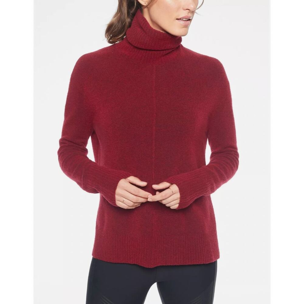 Athleta Merino Wool Blend Transit‎ Pullover Turtleneck Sweater Womens Medium Red